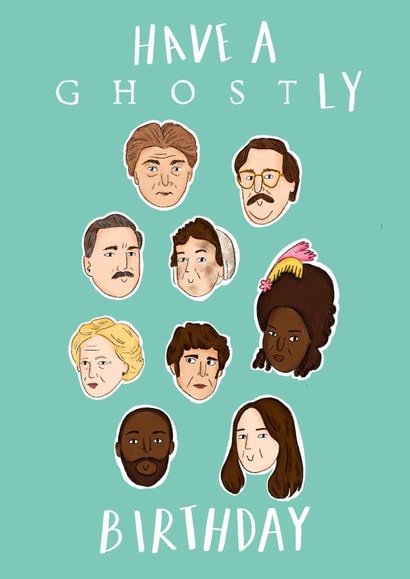 BBC Ghosts birthday card, horrible history’s created by Isabella