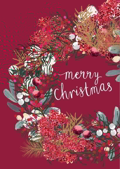 Christmas Card - Christmas Wreath - Merry Christmas created by Louise Tiler