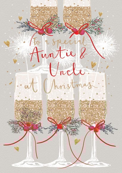 Christmas Celebration Card for Auntie and Uncle - Prosecco Champagne created by Louise Tiler
