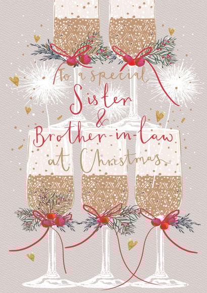Christmas Card For Sister and Brother-in-Law - Christmas Prosecco Champagne created by Louise Tiler
