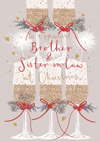 Christmas Card for Brother and Sister-in-Law - Christmas Prosecco Champagne created by Louise Tiler