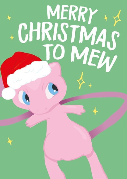 Cute Pop Culture Pokemon Mew card for Gamers - Merry Christmas to Mew created by Wild Card