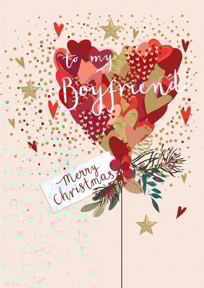 Cute Christmas Card - Heart Balloon - Boyfriend created by Louise Tiler