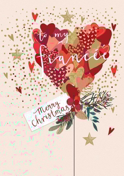 Cute Chriastmas Card - Heart Balloon - Fiancee Merry Christmas created by Louise Tiler