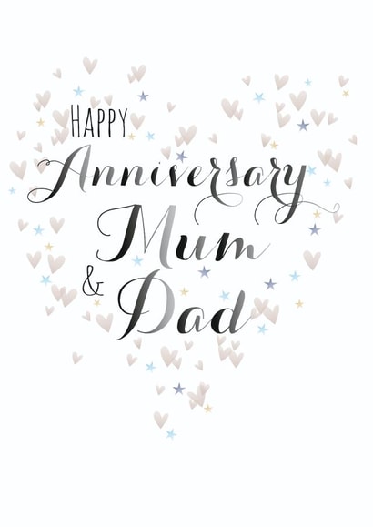 Classic Hearts Anniversary Card - Mum & Dad - Happy Anniversary Mum & Dad created by Claire Giles