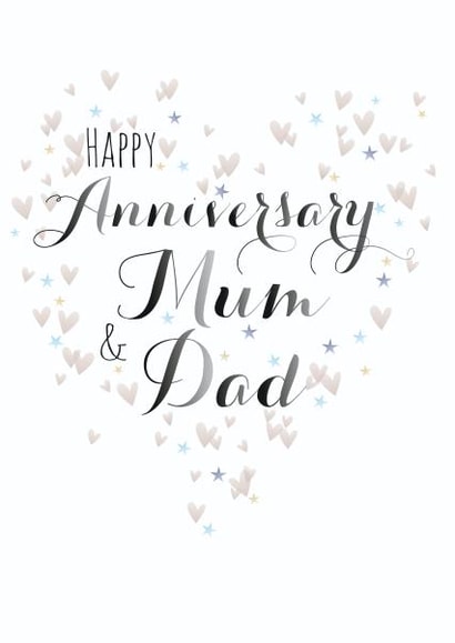 Classic Hearts Anniversary Card - Mum & Dad - Happy Anniversary Mum ...