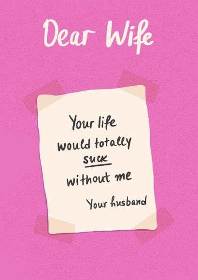 Dear Wife - Funny Valentine's Day Card - Rude Anniversary Card For Her created by @tikkled.pink