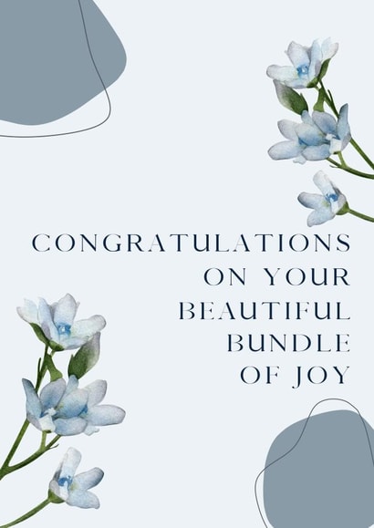 New Baby Best Wishes Card - Elegant - Simple - Flowers - Baby Blue created by Party Planning Committee