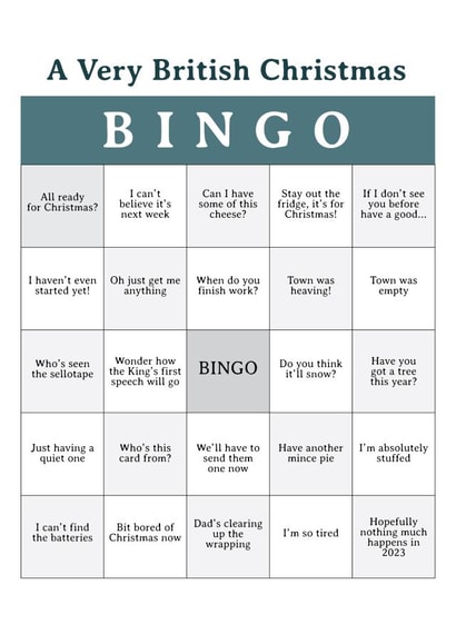 Funny Christmas Card - A Very British Christmas Bingo created by Very British Problems