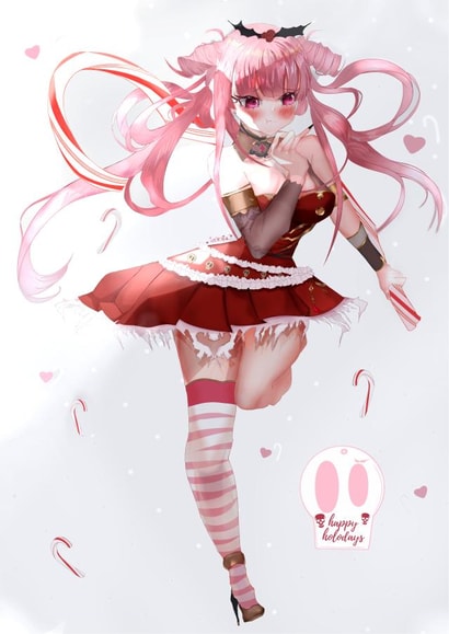 Hololive Mori Calliope 'Candycane Calli' Christmas Card - Happy Holodays created by izelestia