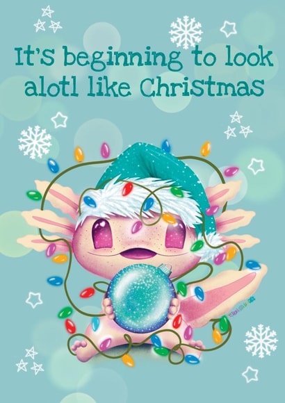Axolotl Christmas cute decorations created by Bonnita Moaby