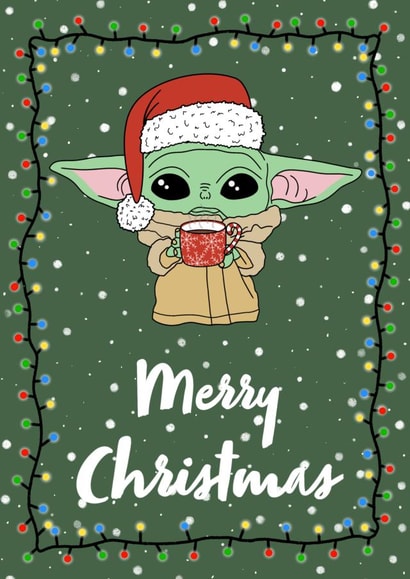 Baby Yoda Christmas Greetings Card created by Chloe Penn Illustration