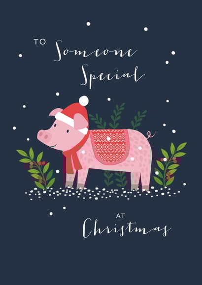To Someone Special at Christmas - cute and quirky Christmas pig created by Klara Hawkins