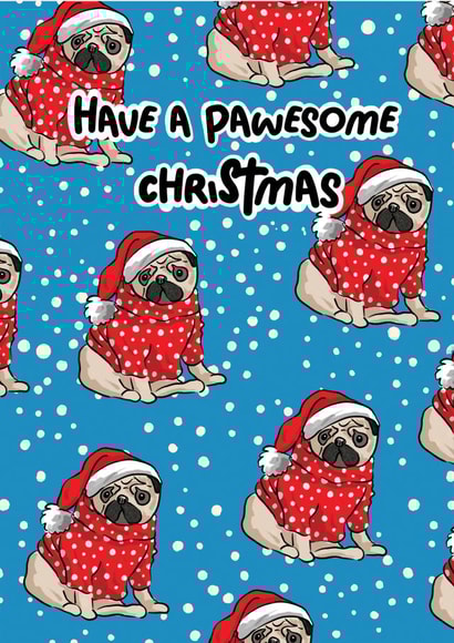 Cute Christmas dog card - Have a pawesome Christmas created by Cake and Crayons