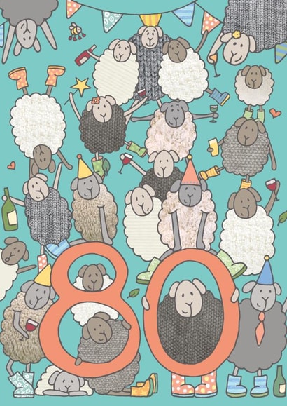 Fun 80th Sheep Birthday Card for Him for Dad for Grandad for Uncle for Friend created by FELLTARN