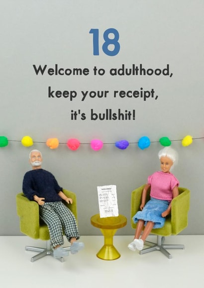 Welcome to Adulthood 18 created by Bold & Bright Cards