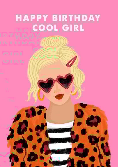 Cute birthday card - cool stylish fashion girl - happy birthday cool girl created by The Jaunty Cocoon