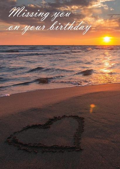 Beautiful heavenly birthday card - Beach sunset with heart created by Carly Wootton