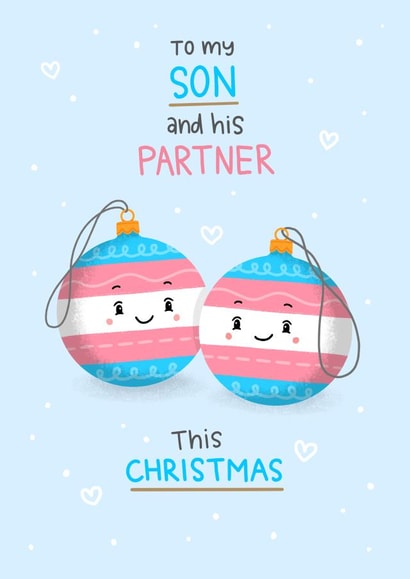 Transexual Son and partner baubles created by Blue Kiwi Design