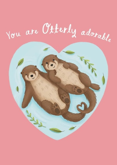 Valentine's Day Card For Significant Other - Cute Otters - Otter Couple created by Chloe Fae Designs