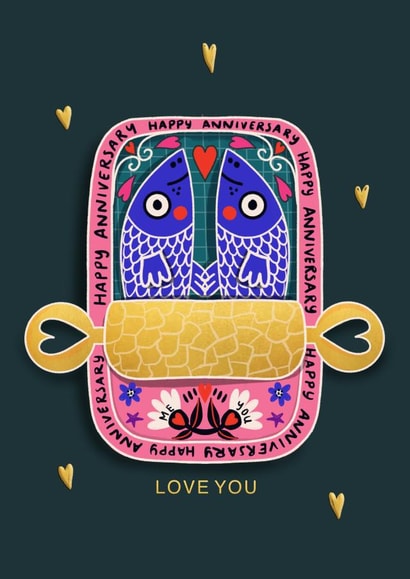 CUTE ANNIVERSARY CARD FOR SIGNIFICANT OTHER. created by NICHOLA COWDERY ILLUSTRATIONS