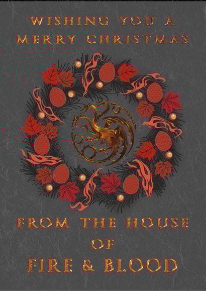 House of the Dragon Game of Thrones Targaryen Christmas Card created by Cardology