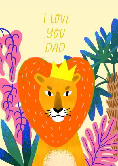 Cute lion card for birthday or father's day. created by Anastasia Ultramarin