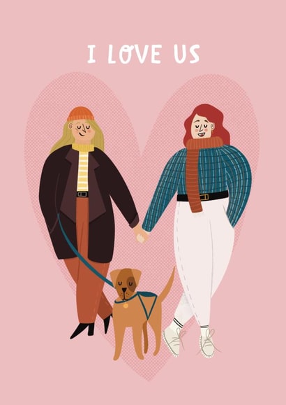 I LOVE US LGBTQI+ Lesbian Valentine's Card created by AbiGoLucky