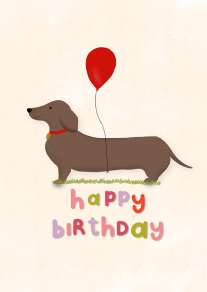 Cute Sausage Dog Happy Birthday Card created by Hand Typed Designs