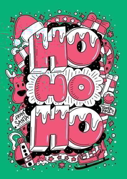 Cute Christmas Card For Family and Friends - HO HO HO created by Harkiran Kalsi