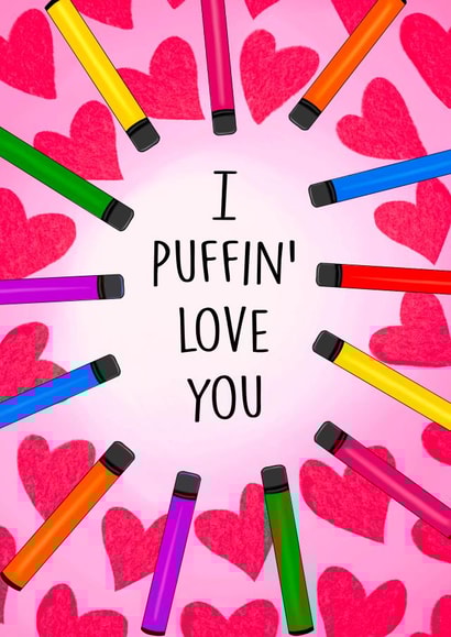 I puffin' love you- vape inspired romantic card! created by Poppy & Mabel