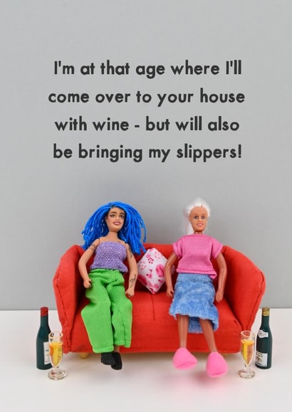 Slippers and Wine created by Bold & Bright Cards