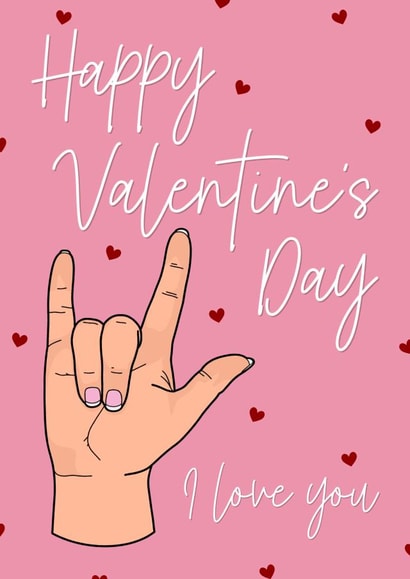 BSL ASL sign language I love you Valentine’s Day boy girl husband wife card created by The Girl Next Draw Cards