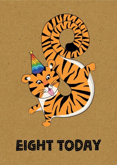 KIDS AGE 8 TIGER BIRTHDAY CARD created by TACHE