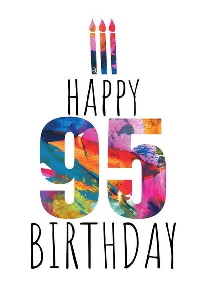 Beautiful 95th birthday card - candles and cake - abstract art created by size3art