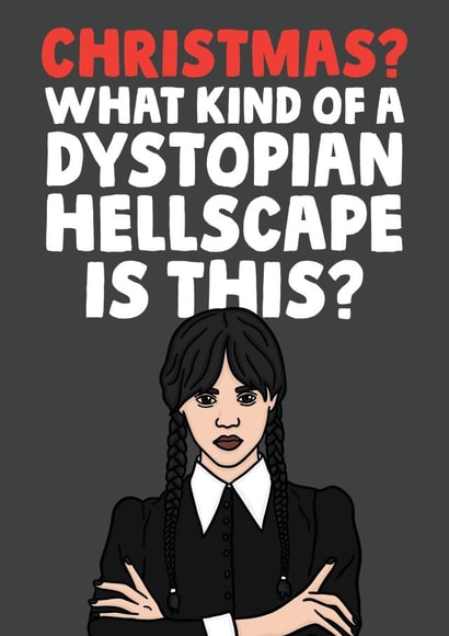 Wednesday Addams Tv Series Funny Christmas Card created by Studio Doodles