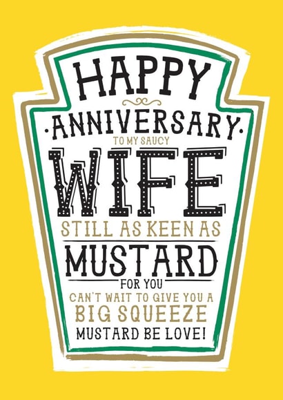Funny Anniversary Card - Heinz mustard - Wife created by la la la Designs