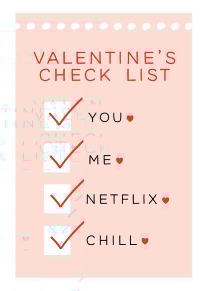 Fun netflix and chill Valentine's day card created by Word Up Creative