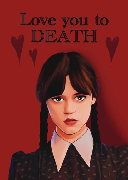 Wednesday Addams Valentine’s Day Card created by Giddy Kipper