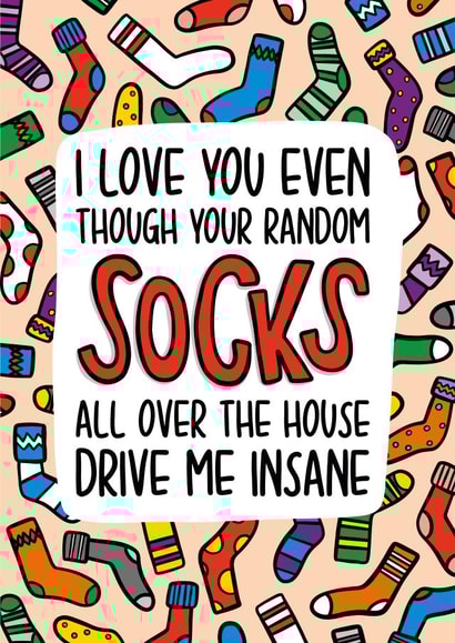 Socks Valentines Day Card | Funny Anniversary Card created by TeePee Creations
