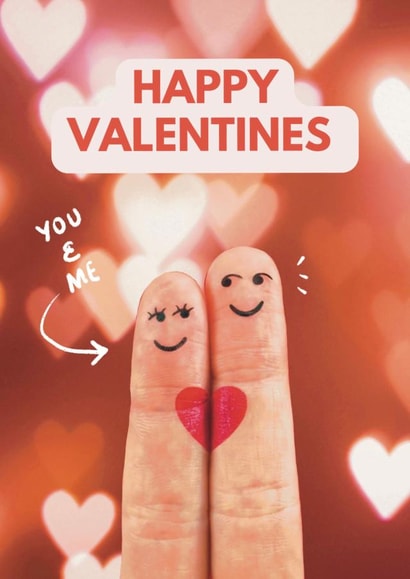 Valentines Day Card - Two Fingers of the Same Hand - Side by Side created by Deborah Woodthorpe Illustration