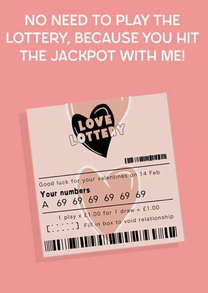 Hit the Jackpot Valentine's day Card created by The Crude Card Company