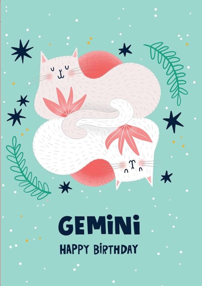 Gemini Zodiac Sign Birthday Card created by Lucy Maggie Designs
