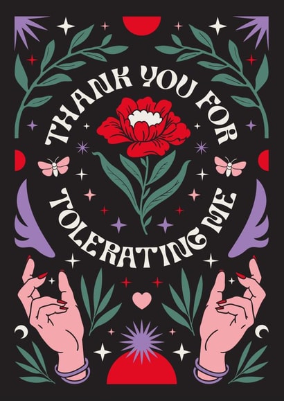 Thank You for Tolerating Me Card for Anyone That Puts Up With You created by Oh Ellie Studio