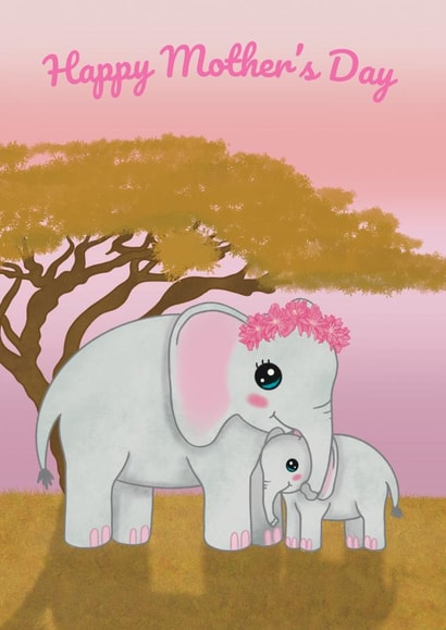 Cute Elephants Mother's Day Card created by @Cupsie's Creations