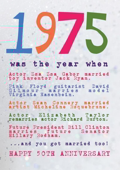 Married in 1975 - other famous couples - happy 50th wedding anniversary created by Becka Griffin
