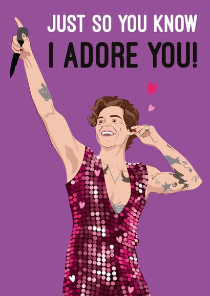 Cute Harry Styles Valentine's card, I Adore you! created by Quitting Hollywood