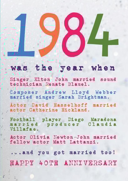 Married in 1985 - happy 40th wedding anniversary card created by Becka Griffin