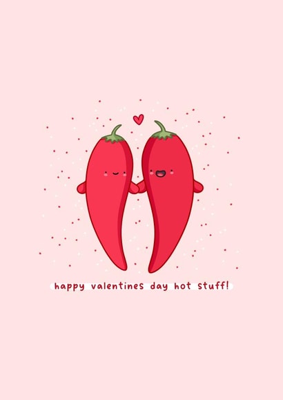 Cute chilli pun valentines card - Kawaii card - food pun created by Rosalie Perl