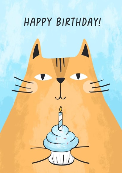 Cute ginger cat with cake Birthday card! created by Evie Garnett Designs